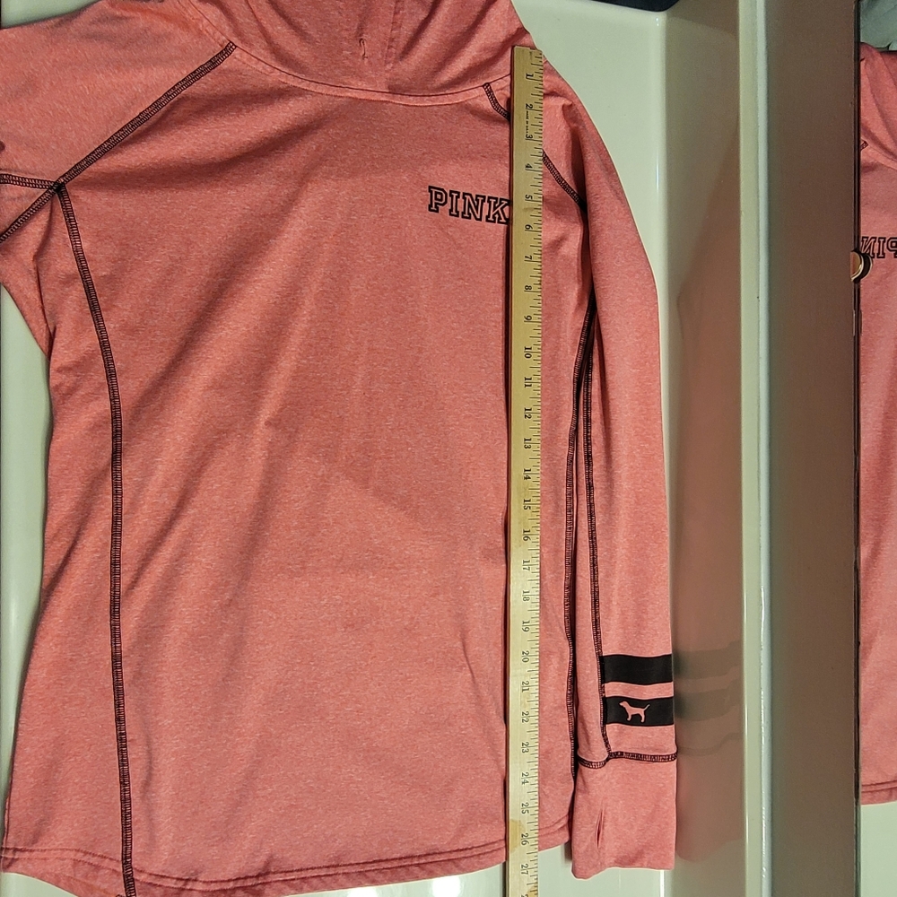 VS PINK Hot Pink Heather Athleisure Hoodie Thumbhole Sleeves Back Zip Pocket  Lg - Picture 5 of 16